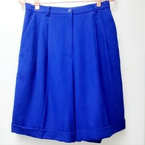 Vintage Talbots Royal Blue 100% Pure Wool Lined Bermuda Long Shorts Size 10